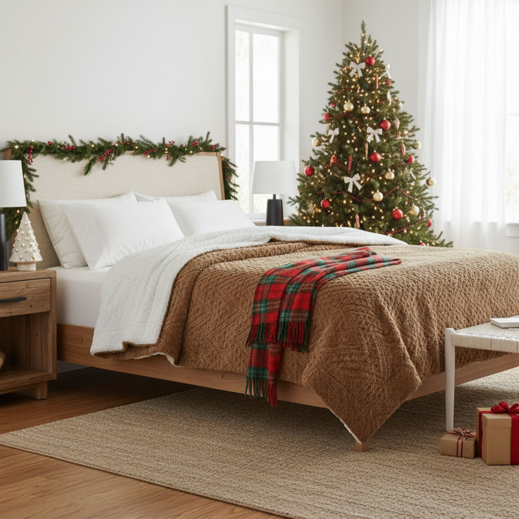 Caramel Chevron Faux Fur & Sherpa Throw Blanket