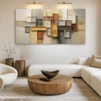 Warm Geometric Abstract Canvas Wall Art
