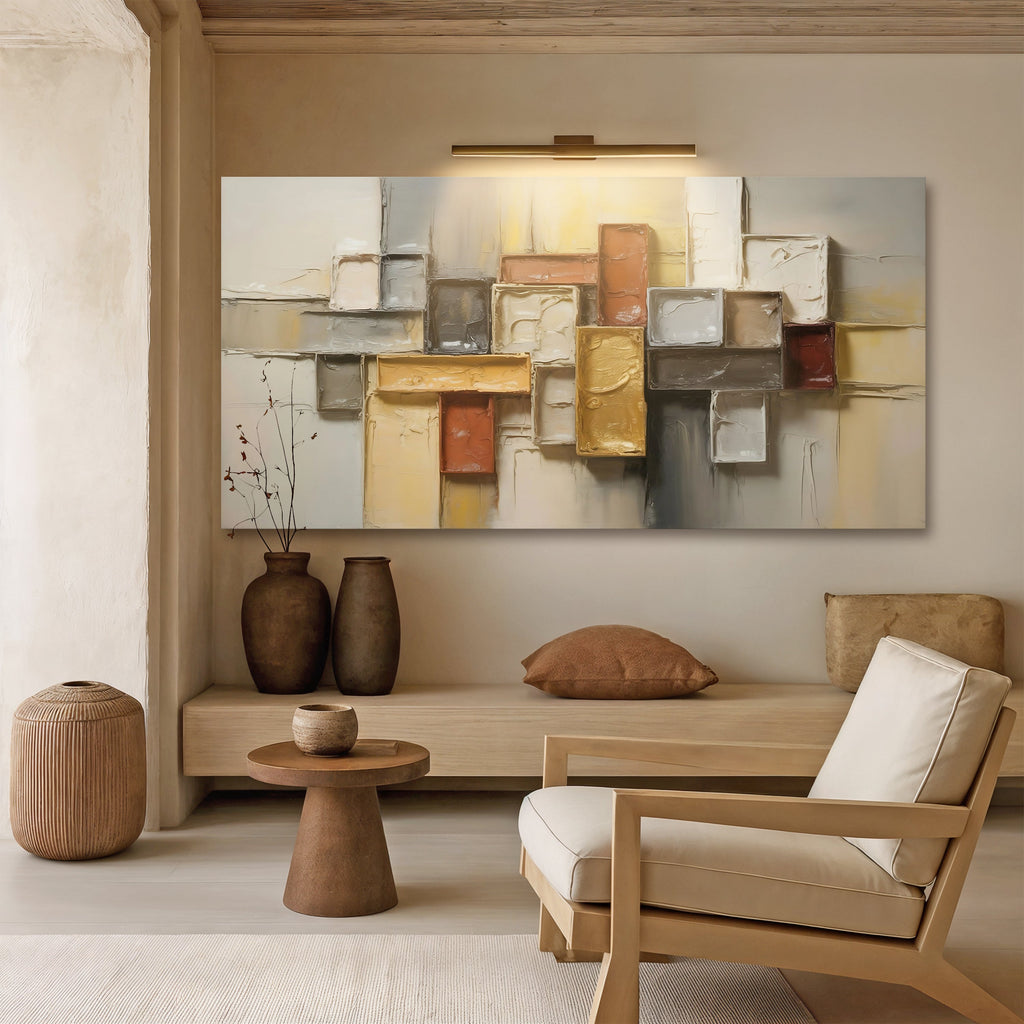 Warm Geometric Abstract Canvas Wall Art