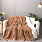 Caramel Chevron Faux Fur & Sherpa Throw Blanket