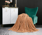 Caramel Chevron Faux Fur & Sherpa Throw Blanket