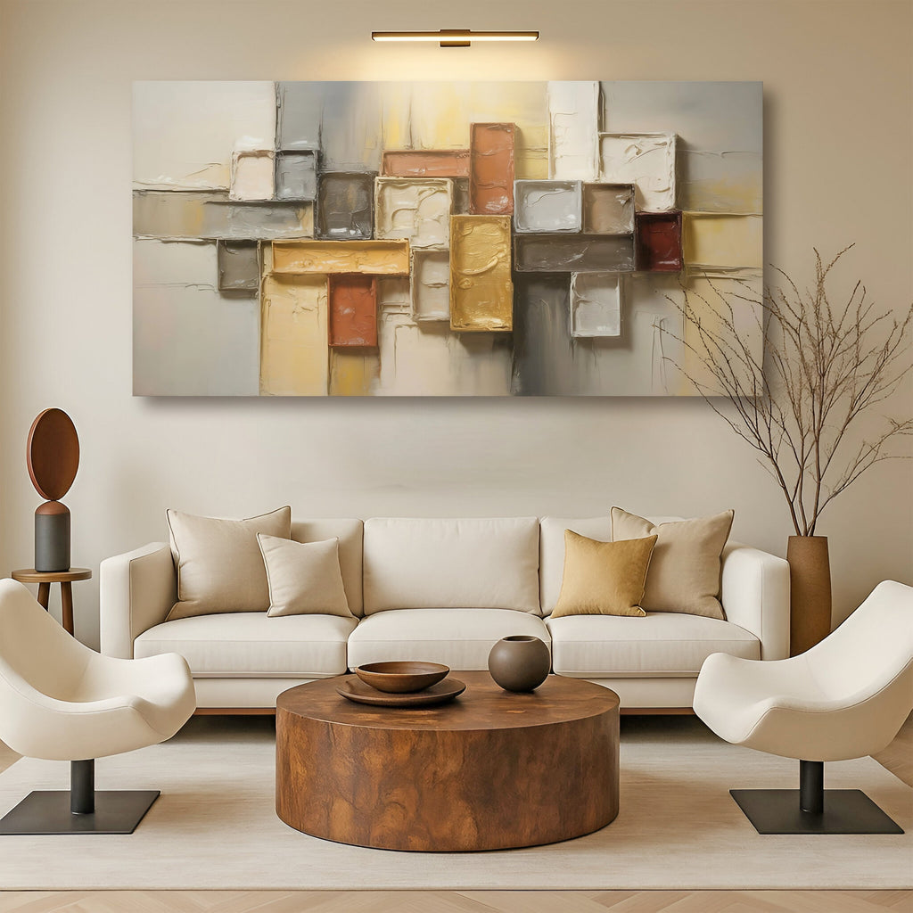 Warm Geometric Abstract Canvas Wall Art