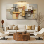 Warm Geometric Abstract Canvas Wall Art