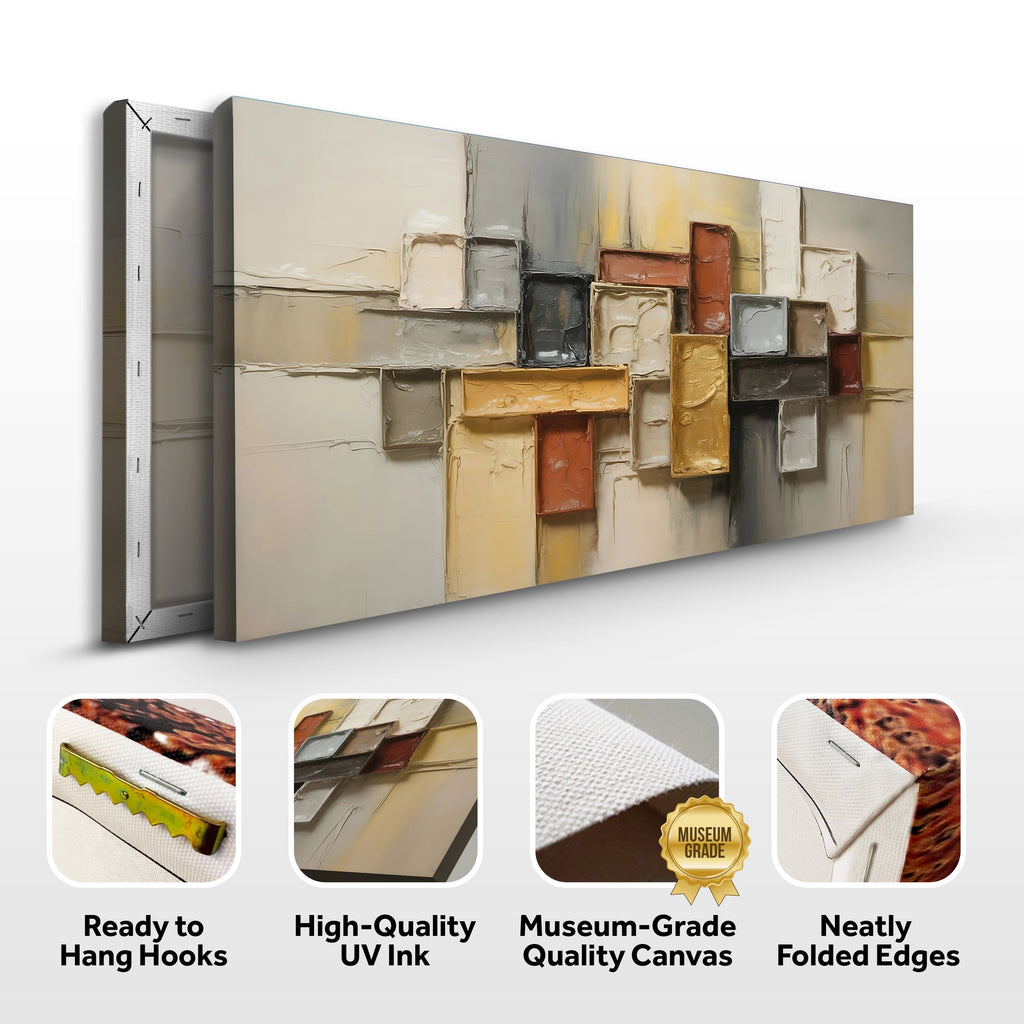 Warm Geometric Abstract Canvas Wall Art
