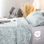 Green Botanical Reversible Quilt Set