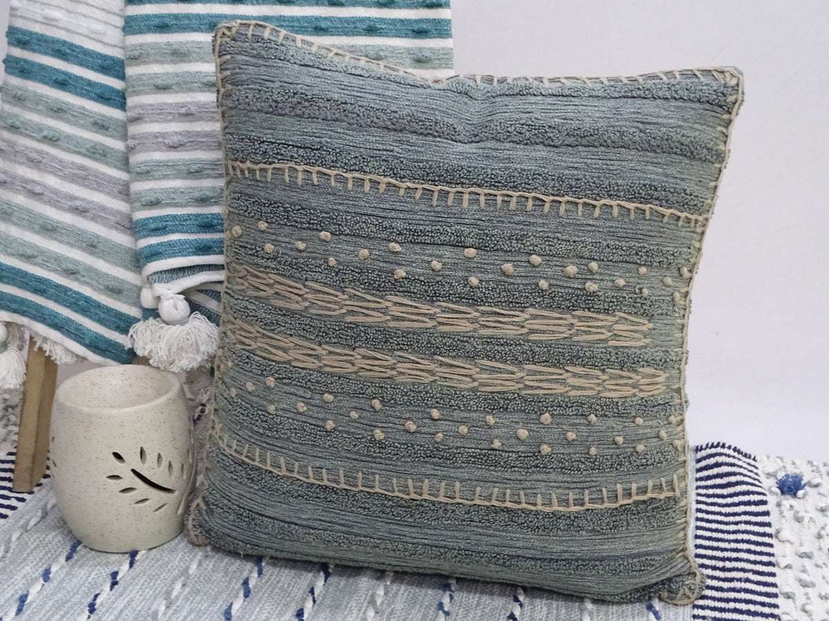 Embroidered  Cotton Accent Pillow - 20"x20"
