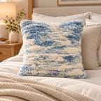Blue & Ivory Plush Textured Throw Pillow – 22″