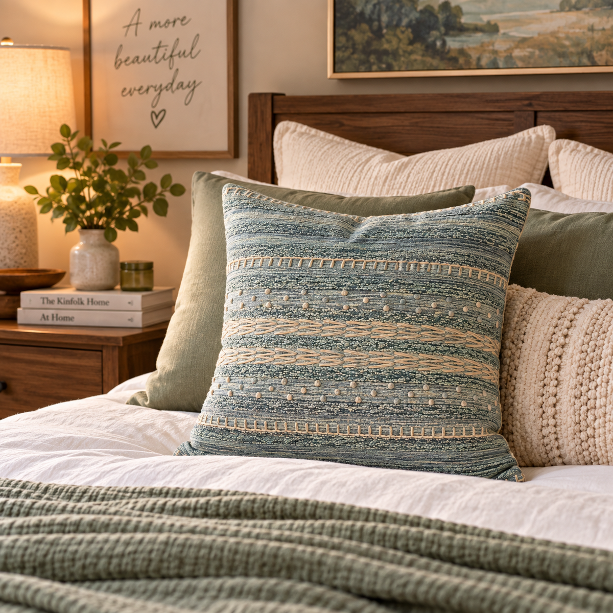 Embroidered  Cotton Accent Pillow - 20"x20"