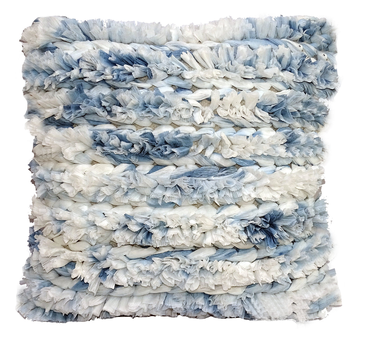 Blue & Ivory Plush Textured Throw Pillow – 22″