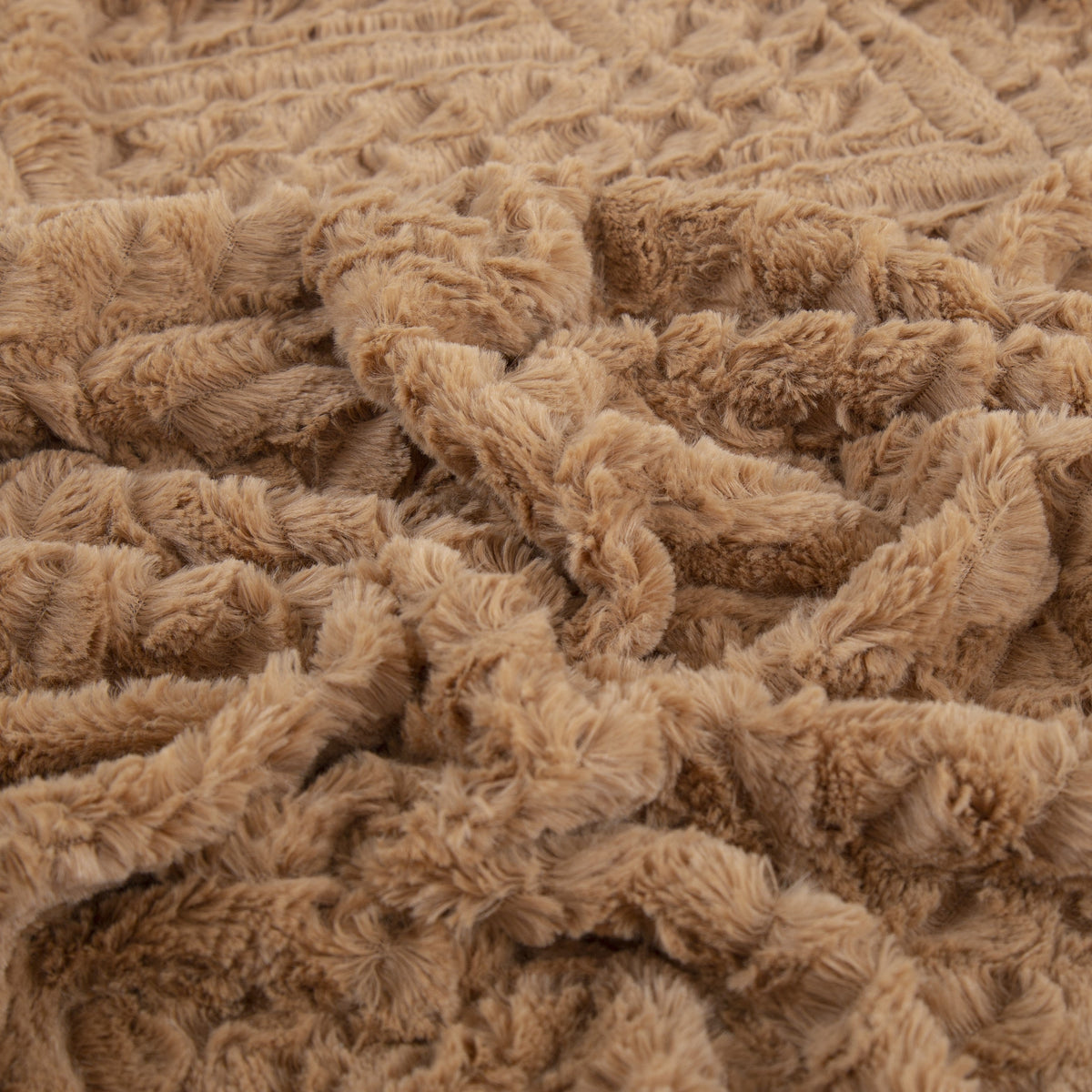 Caramel Chevron Faux Fur & Sherpa Throw Blanket
