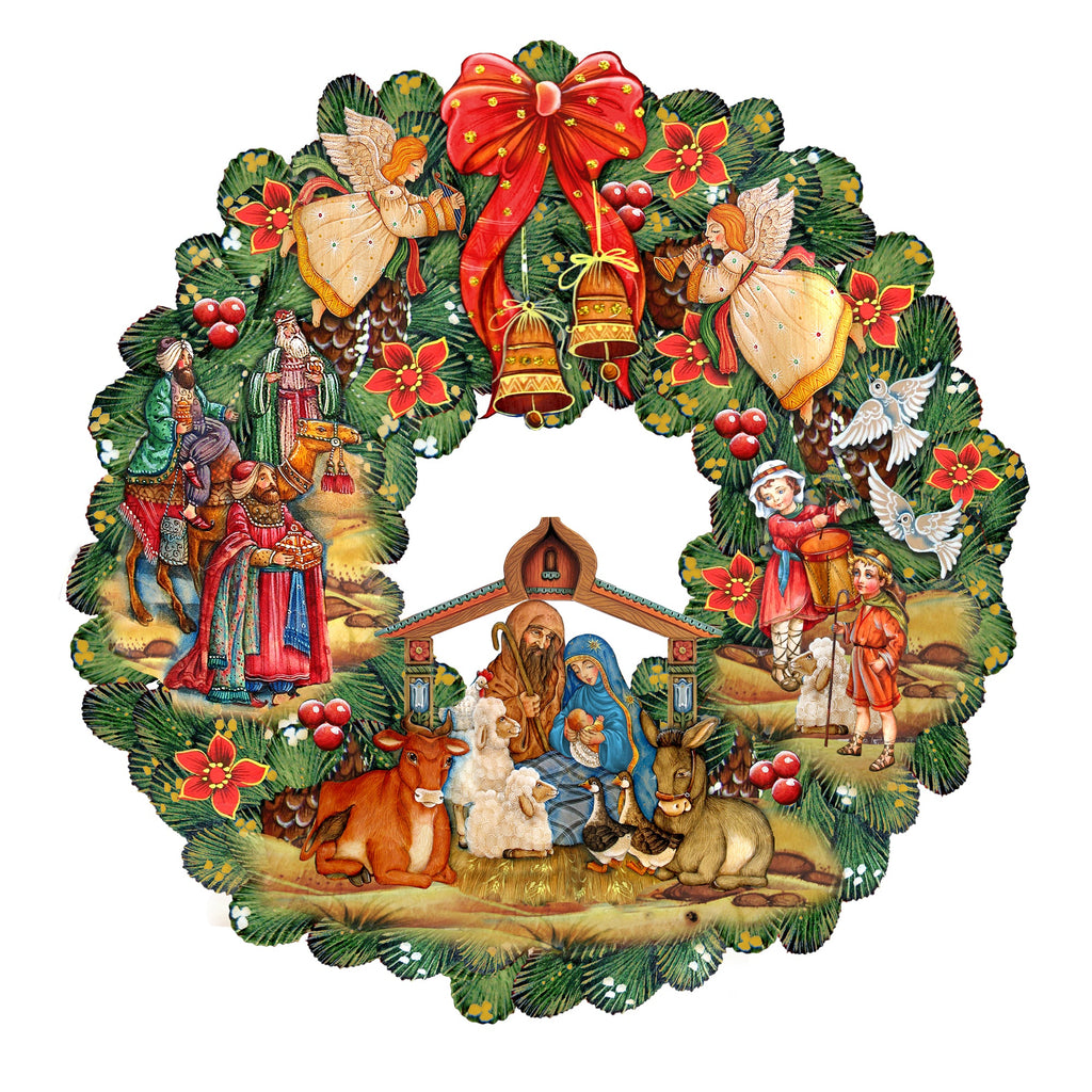 Nativity Christmas Wooden Door Hanger