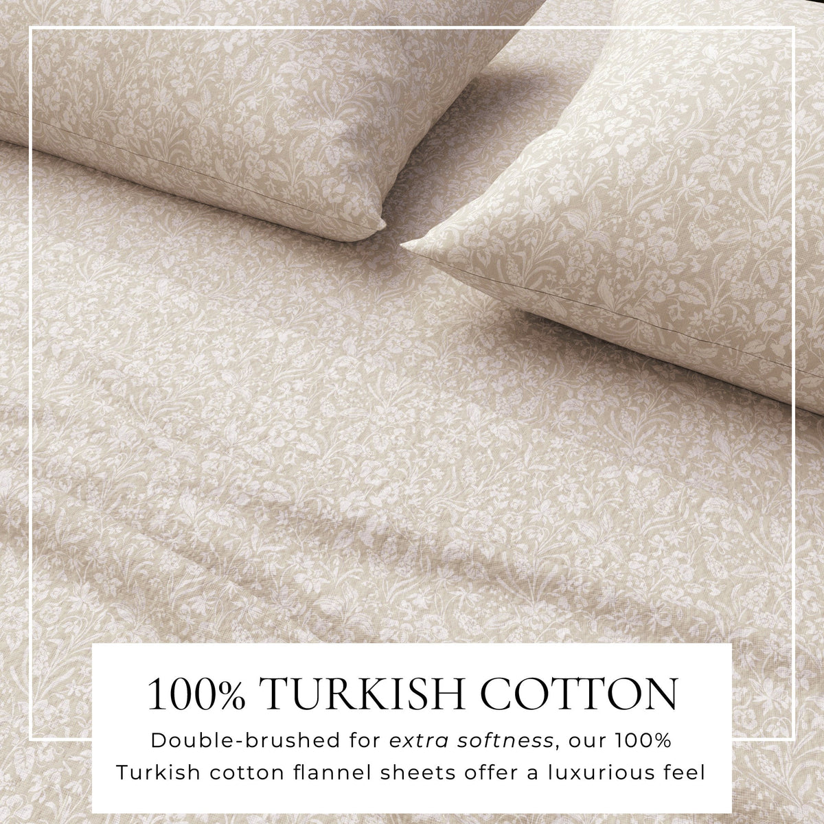 Turkish Cotton Floral  Flannel Sheet Set