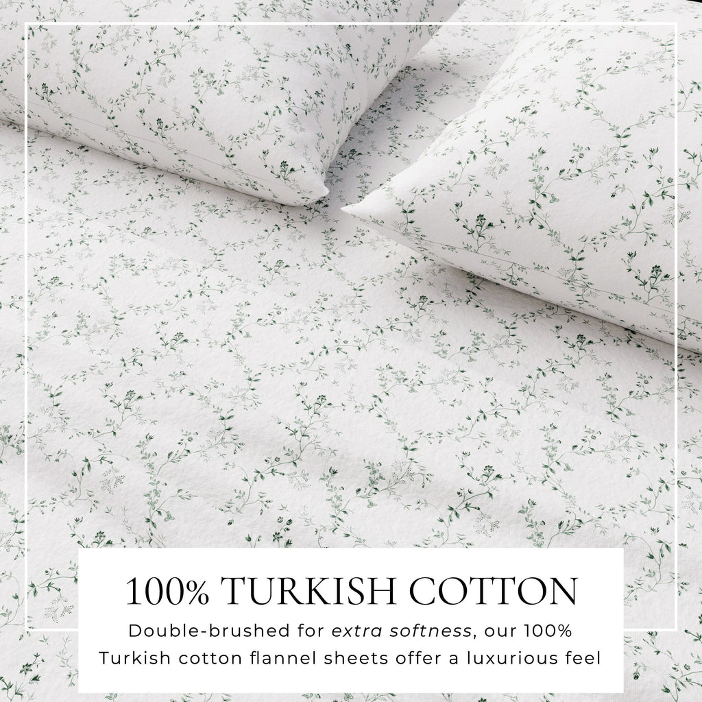Turkish Cotton Floral  Flannel Sheet Set