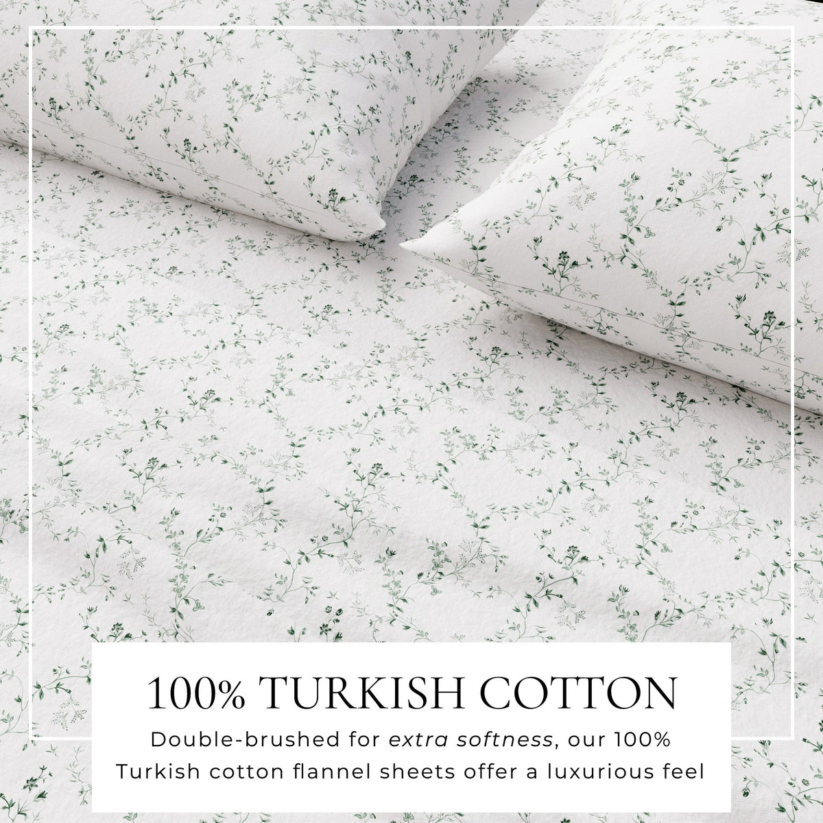 Turkish Cotton Floral  Flannel Sheet Set