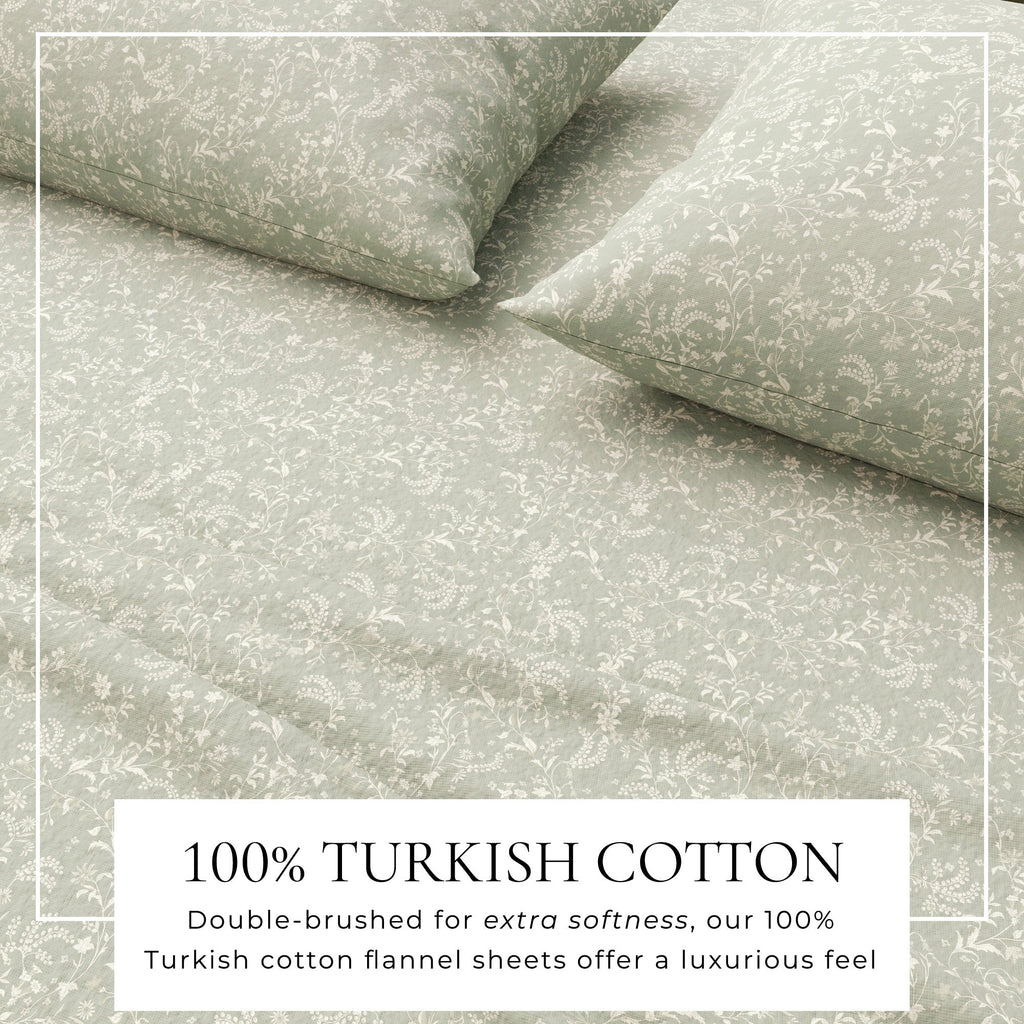 Turkish Cotton Floral  Flannel Sheet Set