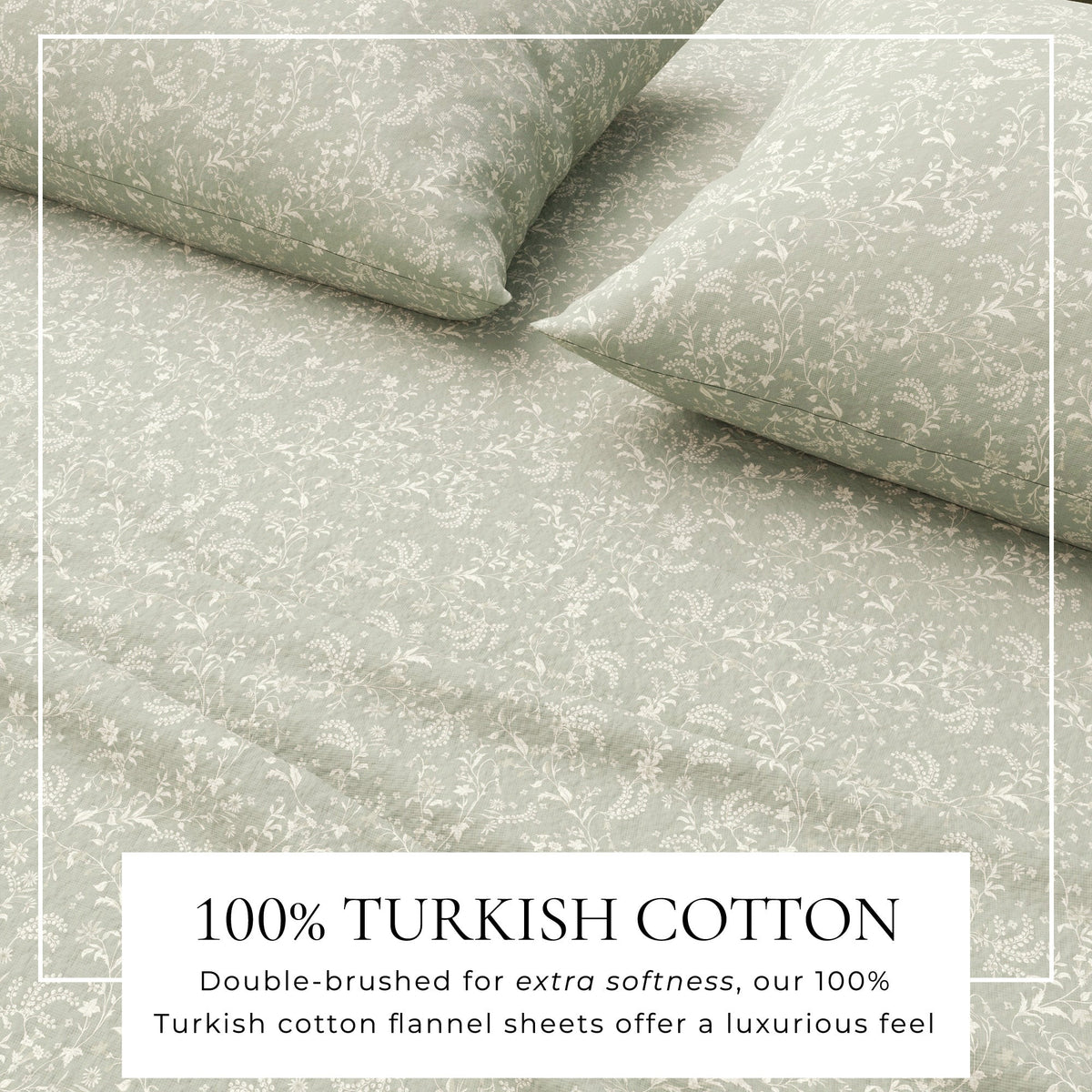 Turkish Cotton Floral  Flannel Sheet Set