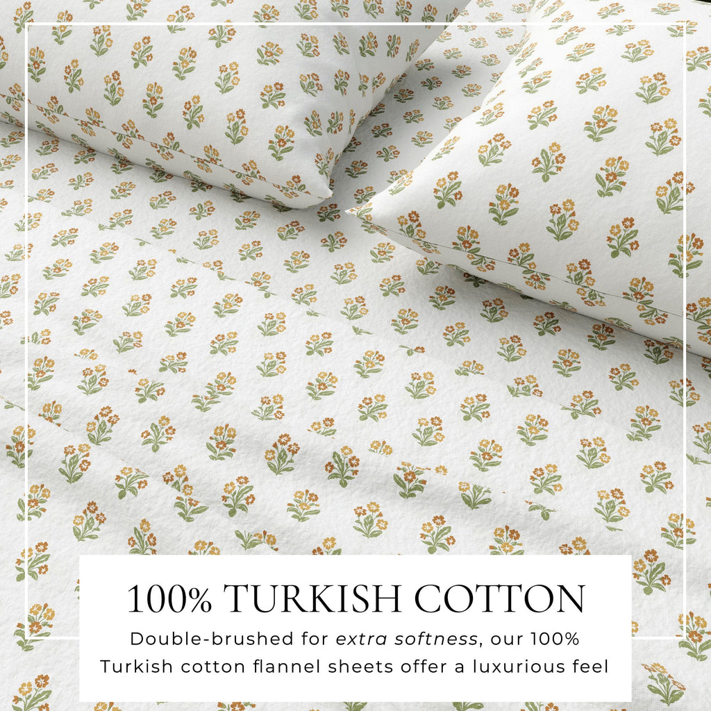 Turkish Cotton Floral  Flannel Sheet Set