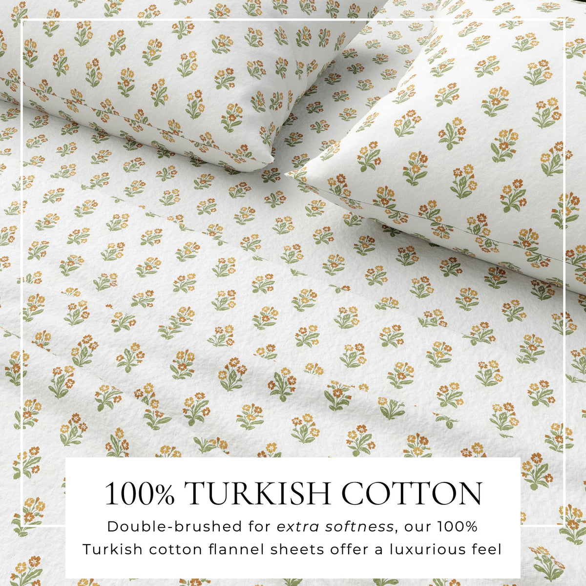 Turkish Cotton Floral  Flannel Sheet Set