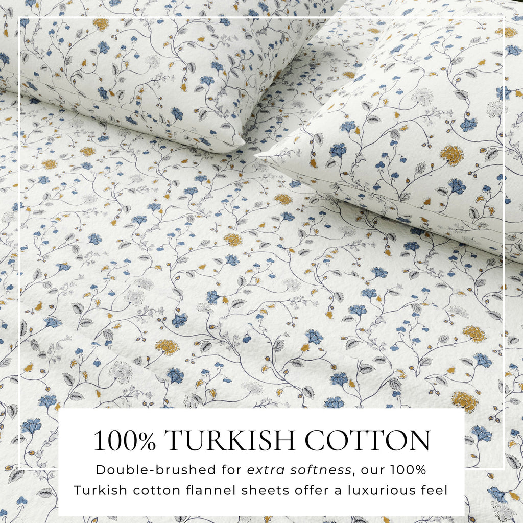 Turkish Cotton Floral  Flannel Sheet Set