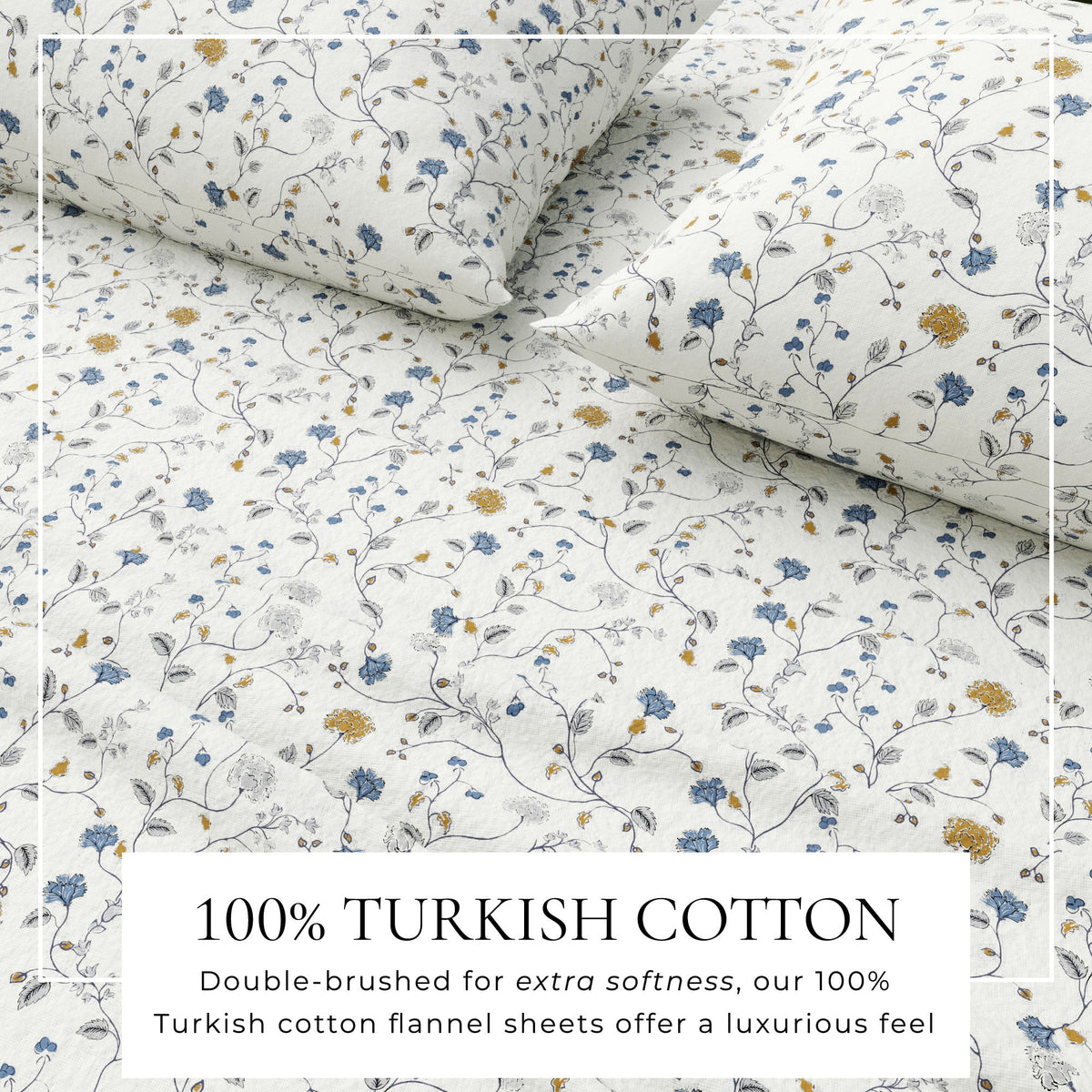 Turkish Cotton Floral  Flannel Sheet Set